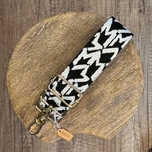 Wide Black White Purse Strap Crossbody Guitar Strap NEW FAST SHIP